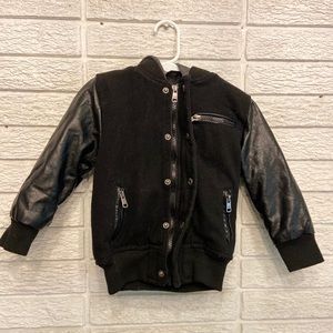 Boys Faux Leather and Wool Jacket